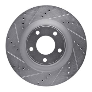 Ford Edge Brake Rotor (1) - Front Left - R1 Concepts - Drilled & Slotted - Silver - `07-`15 Ford Edge Brake Rotor (1) - Front Left - R1 Concepts - Drilled & Slotted - Silver - `07-`15